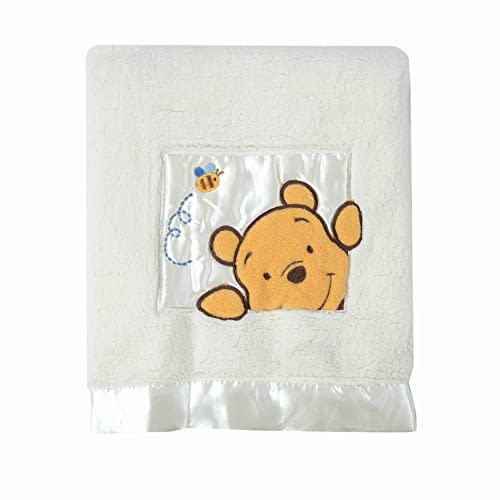 Plush Baby Blanket Super-Soft for Boys and Girls, Gifts for Kids Embroidered Fleece Baby Blanket, Portable Bed Throws for Baby Crib and Toddler Bed, 30”x40”(Hi Winnie)