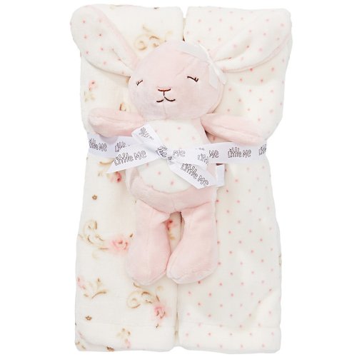Little Me Baby Girls Vintage Rose Baby Blanket And Plush Set