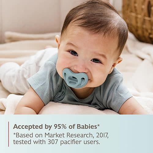 NUK 100% Silicone Comfy Orthodontic Pacifiers, 0-6 Months, Blue Fashion, Timeless Collection, 5 Count