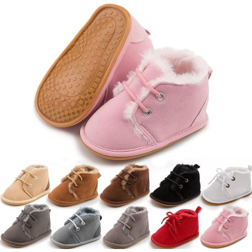 Meckior Baby Booties Newborn Infant Unisex Baby Girls Boys Velvet Rubber Anit-Slip Sole Shoes Toddler Fleece Cozy Winter Warm Prewalker Boots