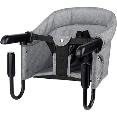 Portable Hook-On Baby High Chair with Clip-On Design & 37 lb Weight Capacity | Foldable Travel & Home Use for Babies 6-36 Months | Includes Storage Bag, Grey
