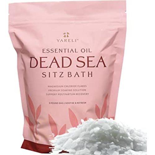 Yareli Sitz Bath Soak for Postpartum Recovery and Hemorrhoid Relief, with Dead Sea Magnesium Bath Salt Flakes and Essential Oils, 3lbs