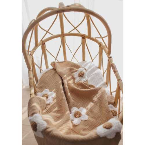 Organic Cotton Muslin Blanket: Boho Baby Blanket with Flowers
