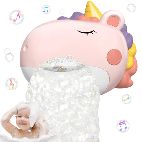 Baby Bath Toys, Unicorn Bath Bubble Machine Toddler Bath Toys for Kids Ages 1-3 4-8, Interactive Bathtub Shower Water Toys Bubble Maker with Music Christmas Birthday Gifts for Boys Girls