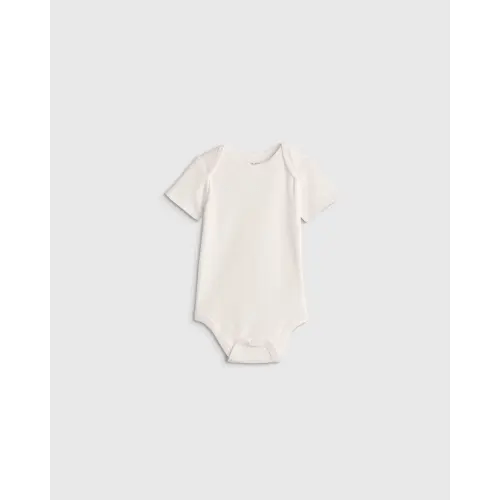 100% Organic Cotton Short Sleeve Bodysuit - Baby in White