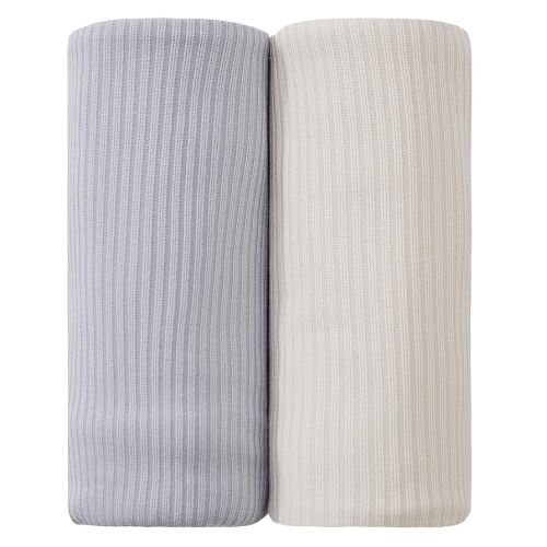 Viviland Jersey Swaddle Blanket, Ultra Soft Stretchy Receiving Blanket for Newborn, Baby Swaddle Wrap for Boys & Girls, 2 Packs,40 x 30 in, Grey & Pink