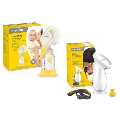 Medela Manual Breast Pump Set - Perfect Pair Bundle, Includes Harmony Manual Breast Pump & Silicone Breastmilk Collector