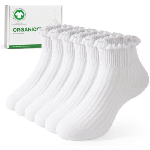 Organic Cotton Toddler Ruffle Socks for Girls Baby 6M-5T 3/6 Pack