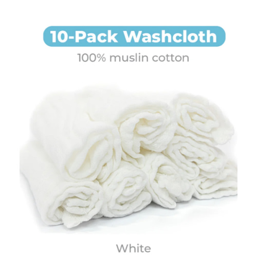 Primo Passi - Muslin Washcloths, 10Pk, White