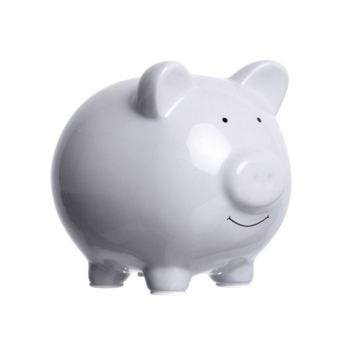 Pearhead Piggy Bank - Gray: Ceramic, Decorative Bank, 6.25" Height