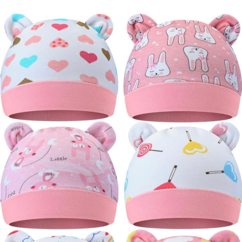 Geyoga 6 Pieces Newborn Baby Hat Bear Ears Infant Caps Baby Boy Girl Toddler Hats Infant Beanie Caps for 0-3 Months
