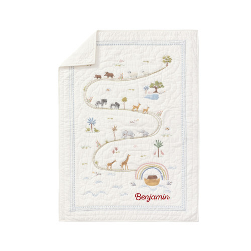 Organic Noahs Ark Baby/Toddler Quilt , 36x50,  Multi