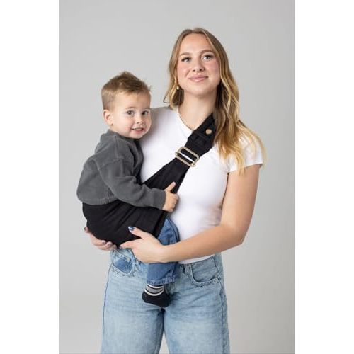 Mabē Monarch Toddler Sling Carrier – Ergonomic Hip Carry Support for Toddlers – Adjustable and Breathable Sling for Easy Up/Down & Comfortable Holding (16–45 lbs, Black)