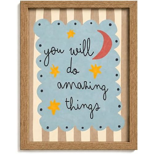 Framed Nursery Quote Wall Art,Inspirational Print for Boys Girls