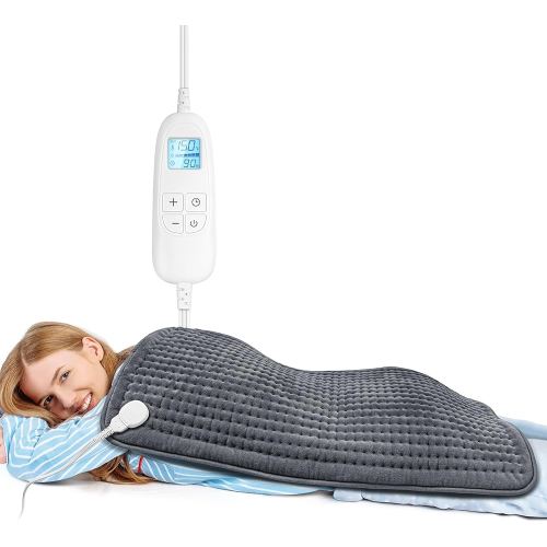 FluffyWarmth Electric Heating Pad for Back, Extra Large 17''x 33'' XXXL for Full Body,Menstrual Period Cramps,Neck Shoulder Back Pain Relief, 6 Heat Settings 3 Timers Heating Pad, Gifts for Women Men