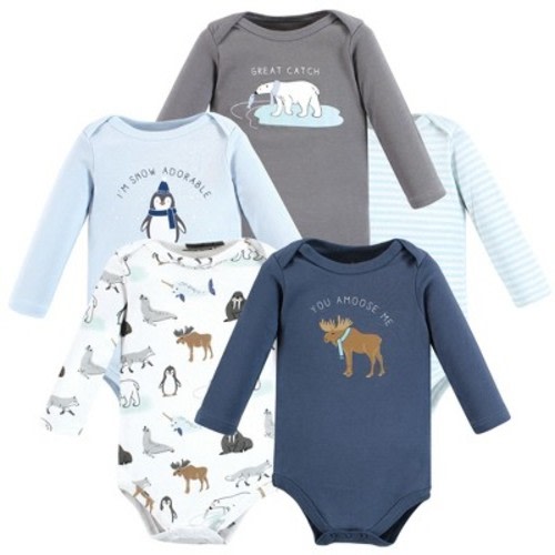 Hudson Baby Cotton Long-Sleeve Bodysuits, Arctic Animals, 3-6 Months
