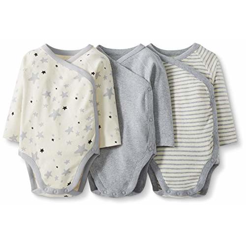 Moon and Back by Hanna Andersson Baby Boys' and Girls' 3 Pack Long Sleeve Side Snap Bodysuit