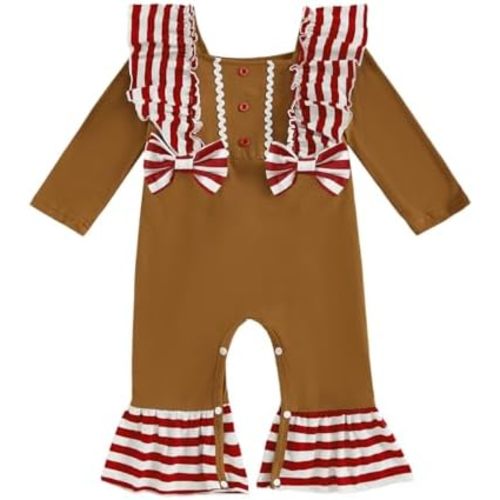 Newborn Baby Boy Girl Outfit First Christmas Footed Jumpsuit Romper Long Sleeve Fall Winter Footie Clothes