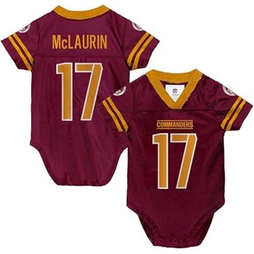 Outerstuff Terry McLaurin Washington Commanders #17 Red Newborn Infants Team Color Home Creeper Bodysuit Player Jersey