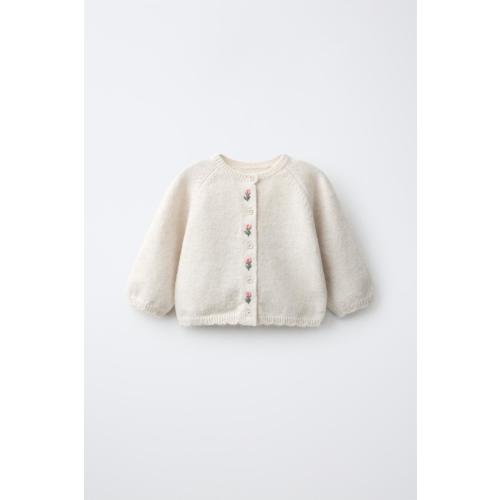CARDIGAN EMBROIDERED FLOWERS - Light beige | ZARA United States