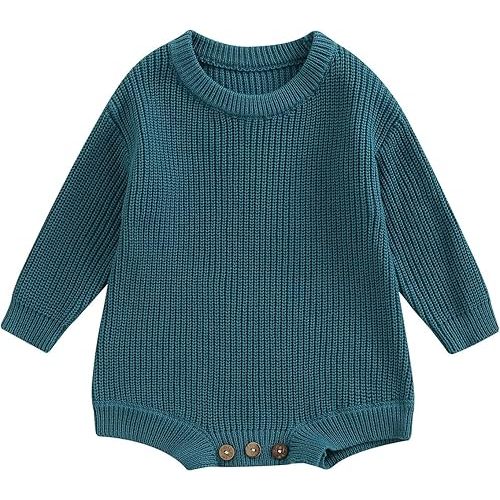 FYBITBO Baby Girl Boy Sweater Knit Oversized Pullover Sweatshirt Romper Onesie Warm Fall Winter Clothes Outfit Newborn