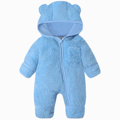 CAICJ98 Fashion Unisex Baby Clothes Newborn Boys Girls Plush Cute Bear Ears Outfits Winter Thick Warm Jumpsuit Romper (Blue,0-6 Months)