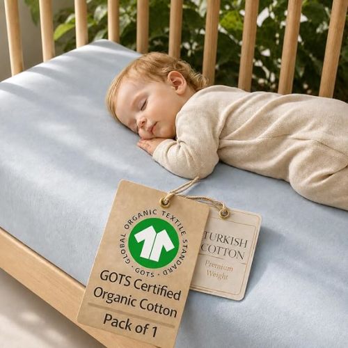 Organic Cotton Mini Crib Sheet 38x26, Graco Pack n Play, 4moms