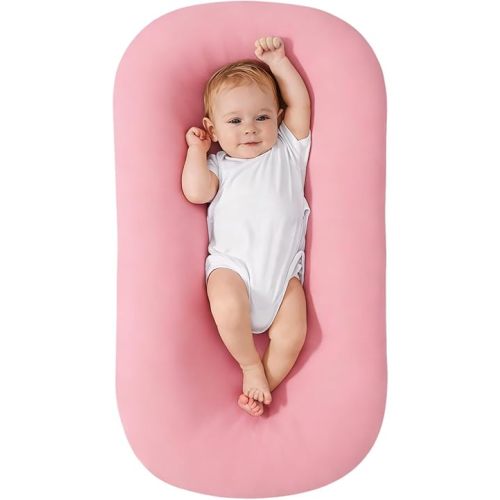 Baby Lounger for Newborn, Portable Infant Support Cushion Lounger for Newborn Supervised Use, Baby Essentials Gift (Pink)