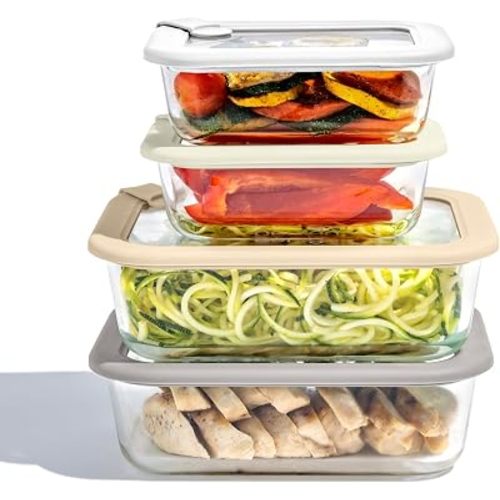 Bentgo Signature Glass Food Storage Containers with Lids, 8 Piece Set