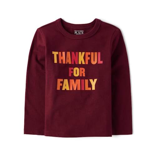 Toddler Matching Family Thankful Graphic Tee - Burgundy