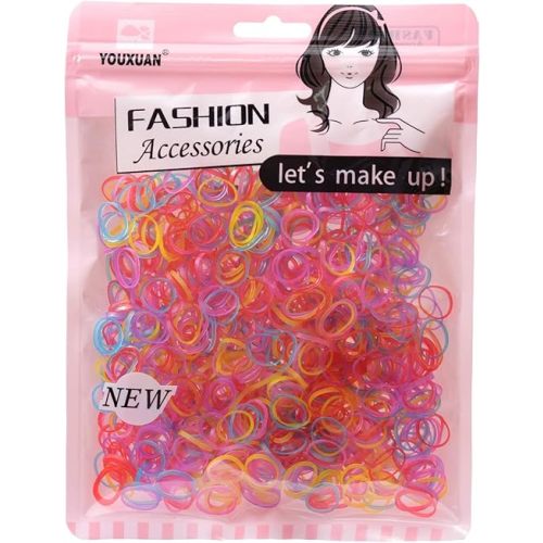 Youxuan Kids Elastics No Damage Colored Hair Bands Fashion Girls Hair Ties 1000 Count Small Size