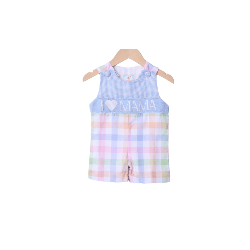 Smocked I Love Mama Pastel Plaid Blue Jon Jon – The Smocked Flamingo