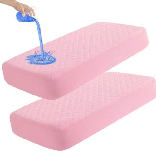 2 Pack Toddler Waterproof Crib Mattress Protectors, Quilted & Breathable Fitted Crib Pad Cover - NTBAY