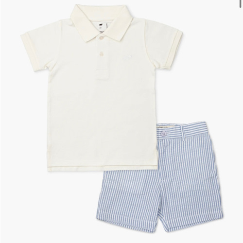 Short Sleeve Polo + Old Sport Short Set - Organic Baby, Toddler, & Kids Clothes - Monica + Andy