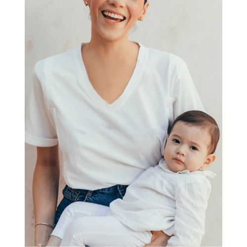 Solid Color Nursing V-Neck T-shirt