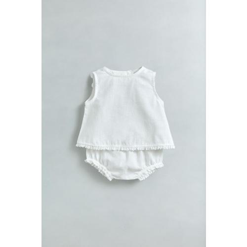 LINEN LACE SHIRT AND BLOOMERS SET - Oyster-white | ZARA United States