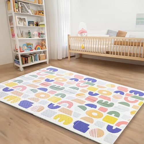 Oribel Foldable Baby Play Mat | 6.6ft x 5ft | Odour Resistant | Premium Thick & Plush | Waterproof, Stain Resistant & Easy Clean (Savanna Adventure)