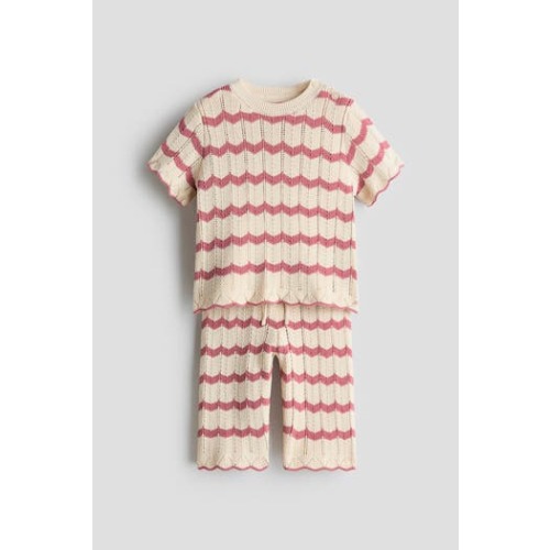 2-piece pointelle-knit cotton set, 6M