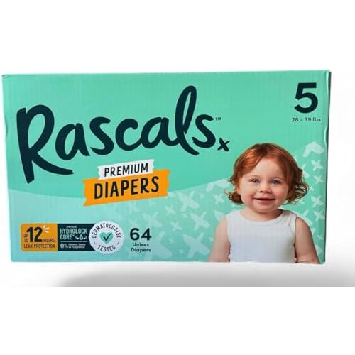 Rascals Premium Diapers (Size,5 Count 64)