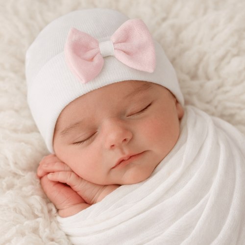 Pink Mini Bow Newborn Hat