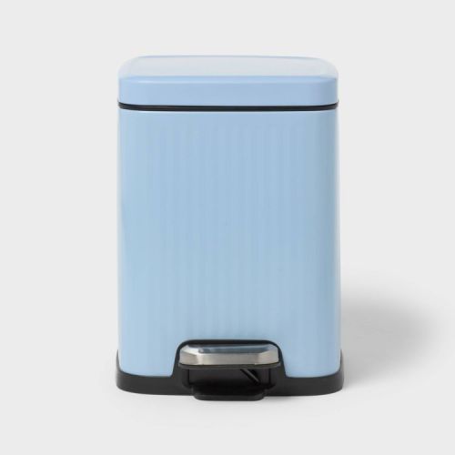 4L Ribbed Stainless Steel Step-On Trash Can Blue - Brightroom™
