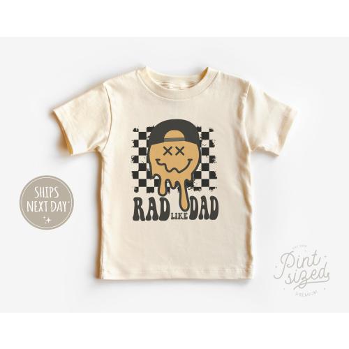 Rad Like Dad Toddler Shirt - Cute Fathers Day Gift- Funny Retro Kids Shirt - I Love My Dad Natural Toddler Tee