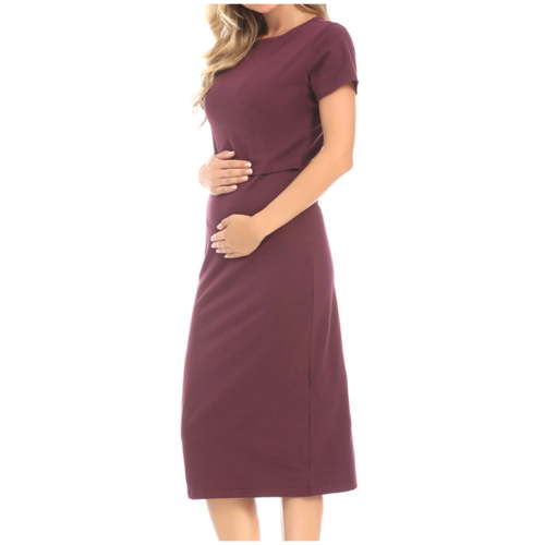 yievot Women's Nursing Dress Summer Short Sleeve Maternity Breastfeeding Knee Length Dress Pregnancy Clothes
