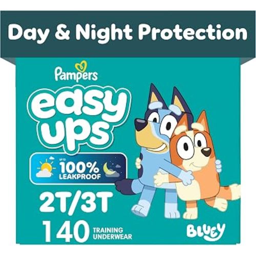 Pampers Training Pants - Easy Ups Boys & Girls Bluey - Size 2T-3T, 140 Count, Children's Potty Underwear (Packaging May Vary)