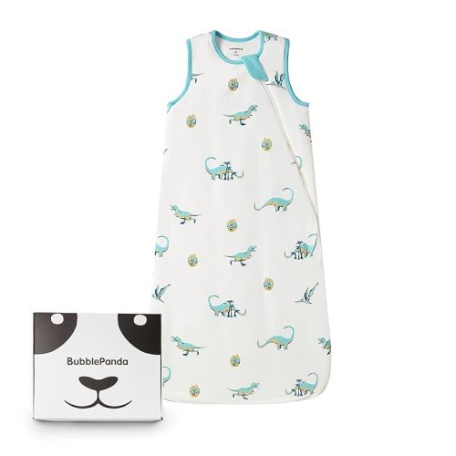 (6-12M) BubblePanda Rayon Made from Bamboo Sleep Sack 6-12 Months 1.0 Tog Soft Toddler Sleeping Sack for Babies 2-Way Zipper Baby Wearable Blanket