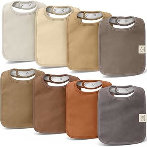 KeaBabies 8-Pack Organic Baby Bibs for Boys, Girls - Super Absorbent Cotton Drool Bibs for Baby Girl & Boy, Teething Toddler, Drooling Newborn, Ultra Soft & Machine Washable (Terracotta)