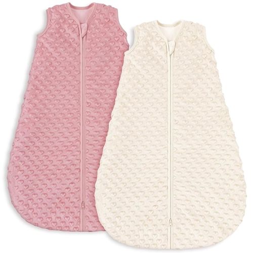 Yoofoss Fleece Baby Sleep Sack 0-6 Months with Plush Dots, TOG 1.5 Baby Wearable Blanket with 2-Way Zipper, Organic Cotton Toddler Sleep Sack Fleece