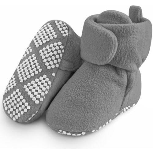 Pro Goleem Fleece Baby Booties, Warm Cozy Baby Slippers, Stay On Sock Shoes, Easy to Put on, Unisex Baby Gifts, Soft Non-Slip Adjustable Newborn Boots for Boys and Girls