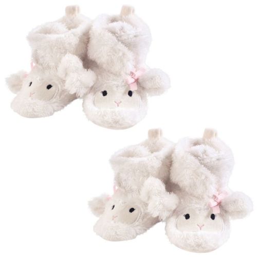 Hudson Baby Infant Girls Cozy Fleece and Faux Shearling Booties, Girl Lamb 2-Piece