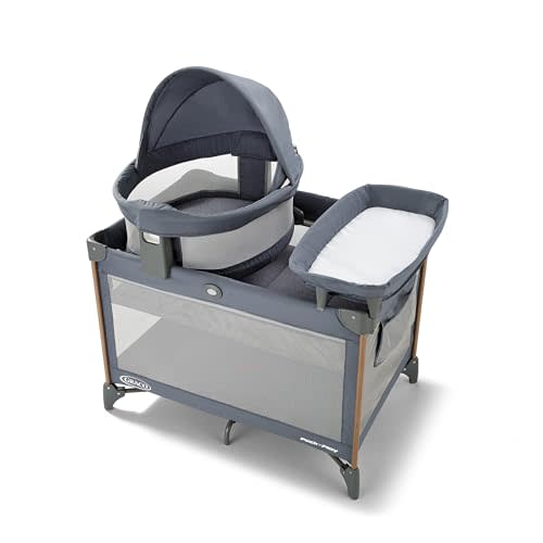 Graco Pack 'n Play Travel Dome Lux Playard, Rome, 4-in-1 Baby Playpen with Bassinet, Indoor or Outdoor Portable Playpen with UV 50 Canopy